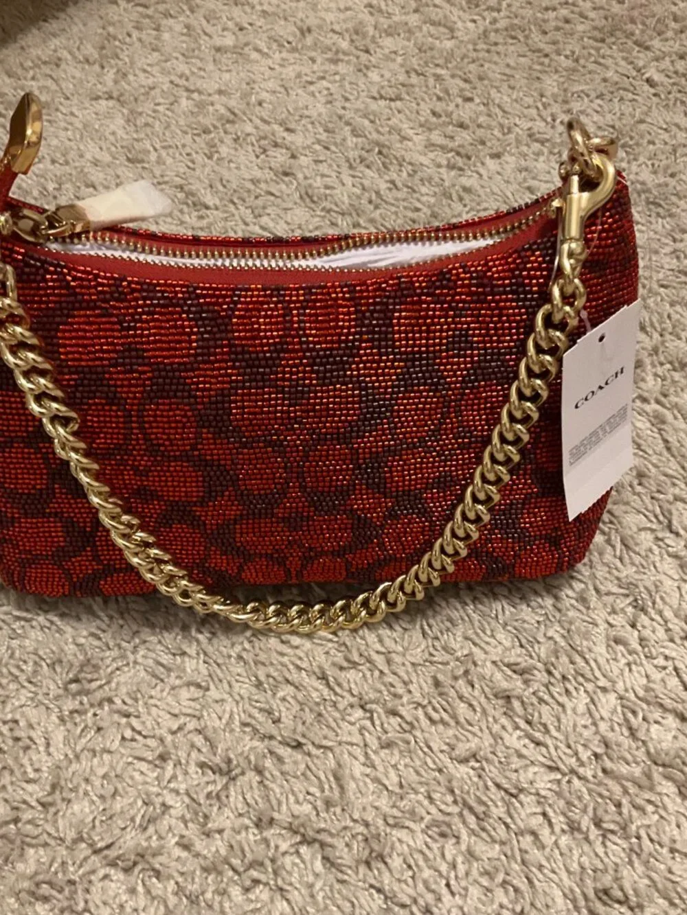 Coach teri shoulder bag in signature veaded satin. beaded SIGNATURE / GOLD /crim
